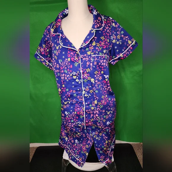 Jungle Cat Short Sleeve Classic  Woven Cotton PJSet Size M - Picture 3 of 7